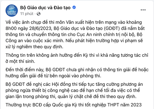 Bộ GD&ĐT: Nghi vấn lộ đề Văn không ảnh hưởng đến kỳ thi tốt nghiệp THPT 2023 - Ảnh 2.