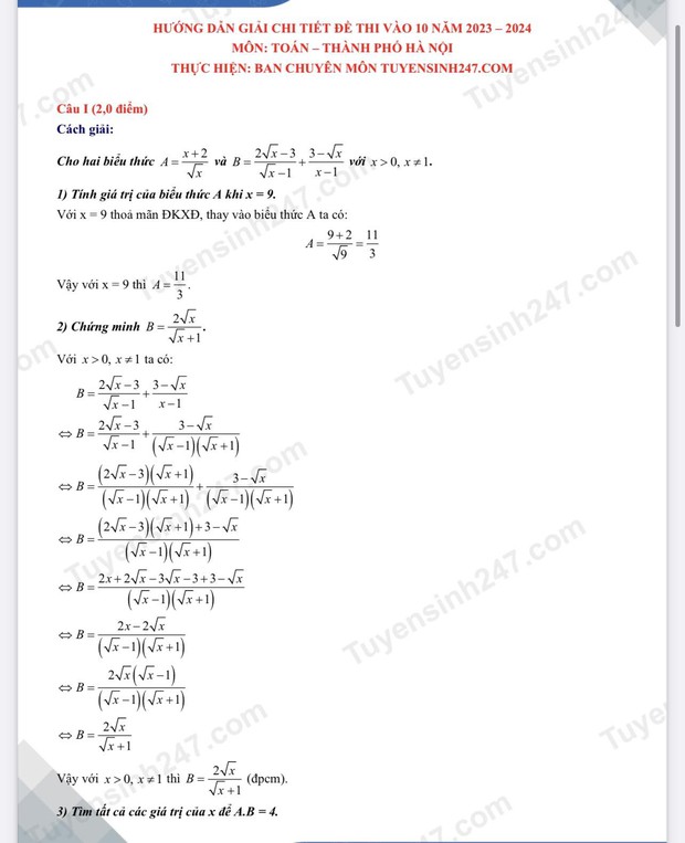 Thi vào 10 ở Hà Nội: Cập nhật đề, đáp án môn Toán quan trọng - Ảnh 31.