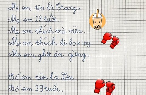 Cậu bé lớp 1 viết văn tả “mẹ tập boxing, bố ăn mì tôm”, đọc …