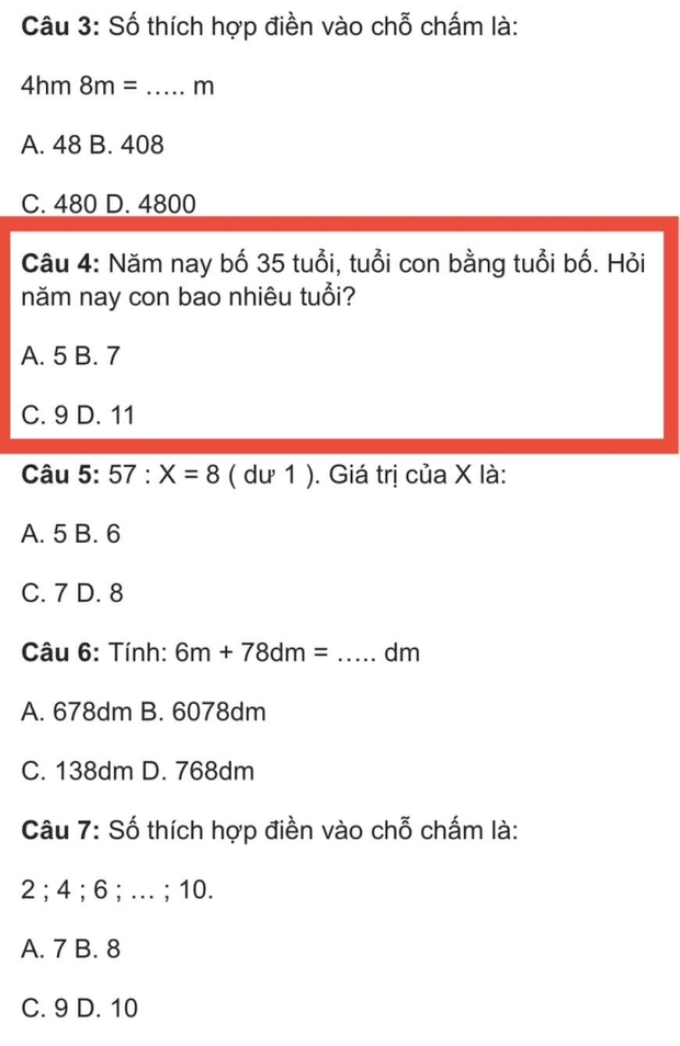 Xuất hiện 1 bài toán tiểu học gây lú: Bố 35 tuổi, con bằng tuổi bố, hỏi năm nay con bao nhiêu tuổi? - Ảnh 1.