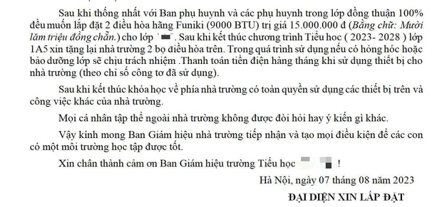 Tranh luận gay gắt chuyện muốn lắp điều hòa cho con thì học xong phải tặng lại trường, phụ huynh bày tỏ ý kiến - Ảnh 1.