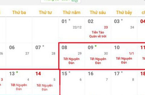 Tết Nguyên đán năm nay được nghỉ mấy ngày?