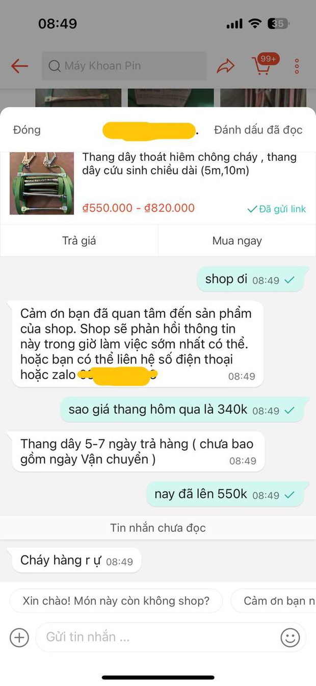 Thang dây thoát hiểm được người dân tìm mua online: Nơi tăng giá, nơi cháy hàng - Ảnh 7. Thang dây thoát hiểm được người dân tìm mua online: Nơi tăng giá, nơi cháy hàng - Ảnh 7.