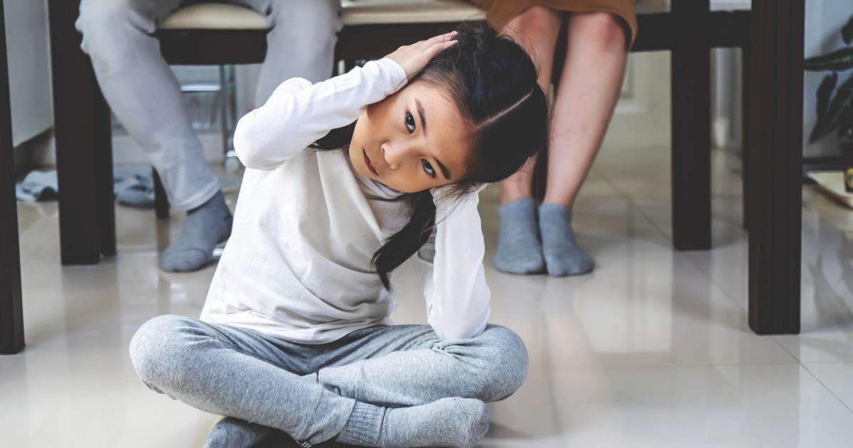 asian little daughter sad and clog the ears under table while parent picture id1269443286 1696242059526408519406 1696271810118 169627181141550248185