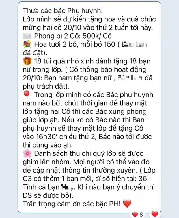 Khoản chi ngày 20/10 của 1 lớp học gây tranh cãi: Phú quý sinh lễ nghĩa hay so đo, ích kỉ? - Ảnh 1.