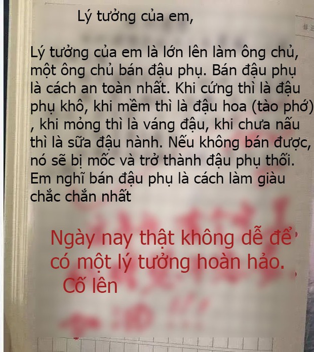 Cậu bé cấp 1 viết văn  kể: Lớn lên em muốn đi bán đậu phụ, đọc xong lý do cô giáo cười không thở nổi - Ảnh 1.