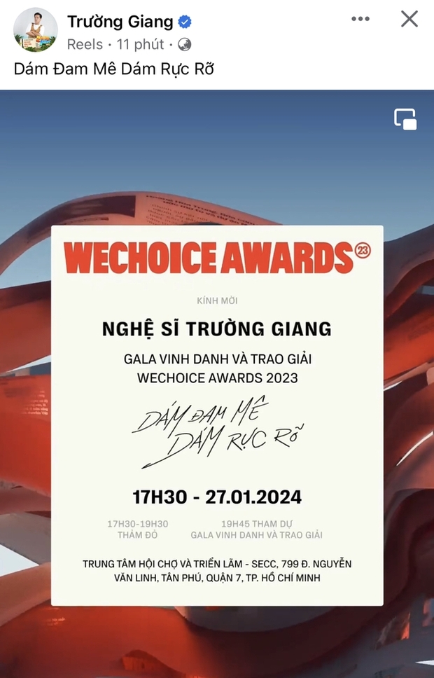 Dàn sao Việt rần rần trước thềm WeChoice Awards 2023: Vợ chồng Trường Giang nôn nao đổ bộ, Thanh Hằng hào hứng khoe thiệp mời - Ảnh 2.