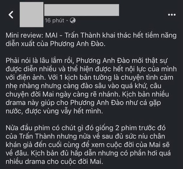 Khán giả review nóng Mai của Trấn Thành: Phương Anh Đào bùng nổ diễn xuất, được khen nức nở, đau và đẹp - Ảnh 3.