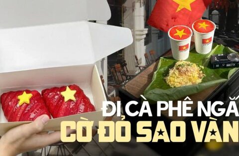 Đi cà phê những những ngày này thật thích, khắp nơi nơi đều ngập sắc cờ đỏ sao vàng đón Quốc Khánh 2/9