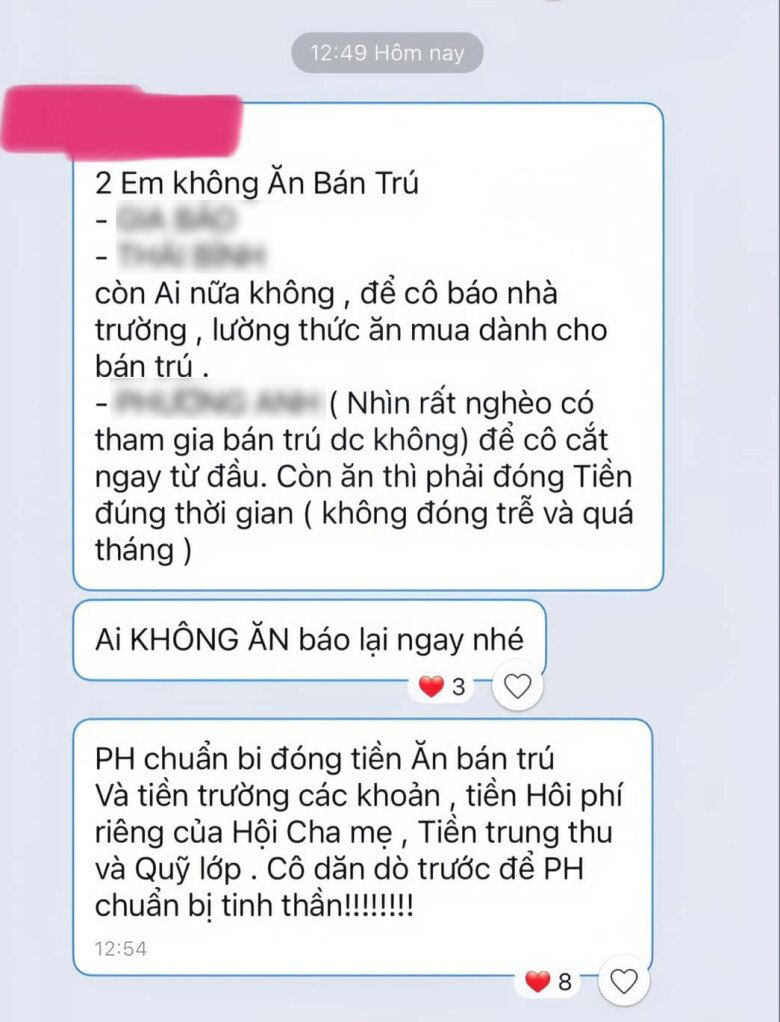 Cô giáo nói học sinh 