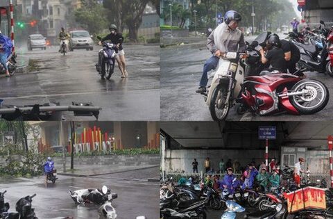 Hà Nội: Gió bão quật bay người, chủ phương tiện bỏ xe chạy ‘thoát thân’