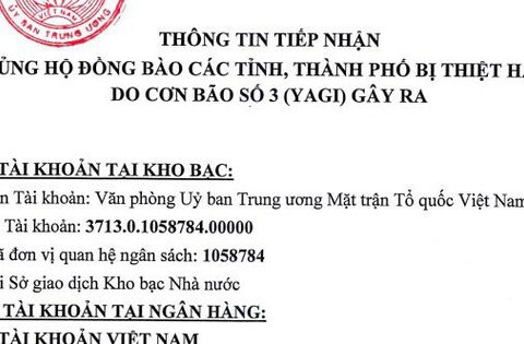 Mặt trận công bố thông tin tiếp nhận ủng hộ đồng bào bị thiệt hại do bão số 3