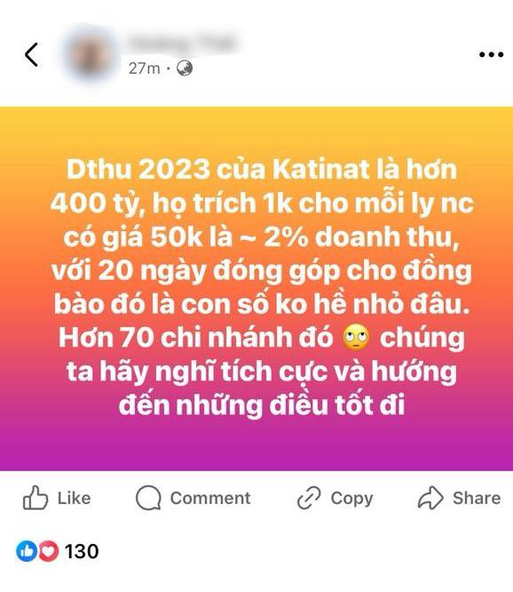 Chuyện KATINAT trích 1.000đ/ly nước: Hệ thống hơn 70 cửa hàng, doanh số 50.000 ly/ngày, 20 ngày trích được 1 tỷ đồng ủng hộ đồng bào lũ lụt- Ảnh 5.