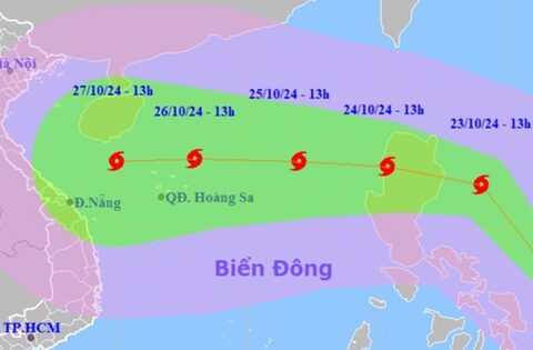 Bão Trami sẽ giật cấp 14, sóng biển cao 6-8 m, hướng vào Việt Nam