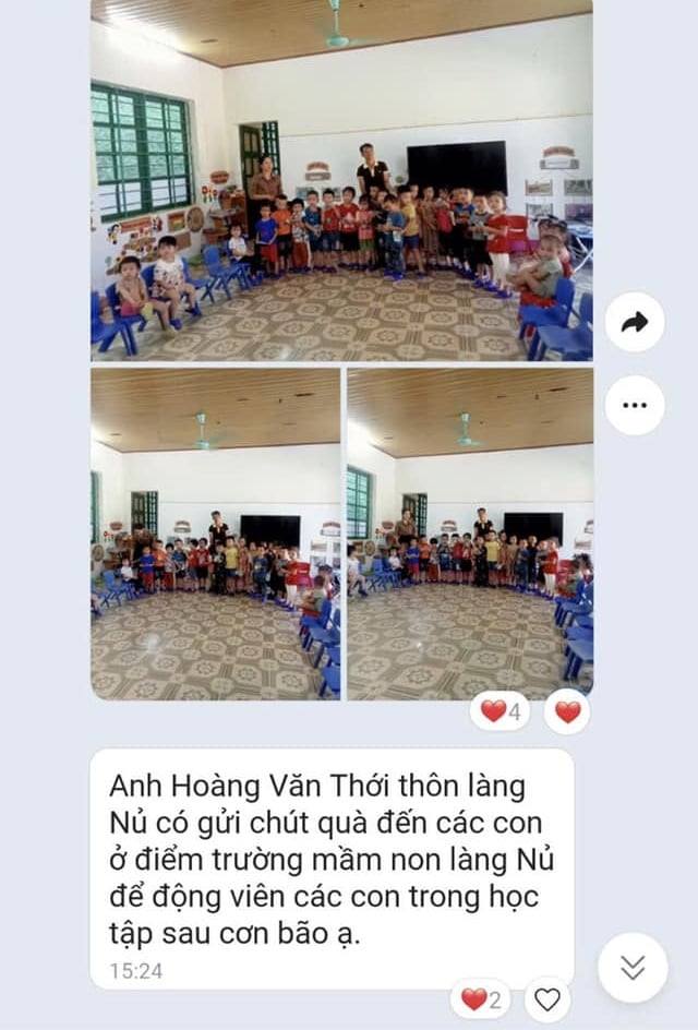 Anh Hoàng Văn Thới gửi tặng mỗi bé mầm non Làng Nủ 1 triệu đồng: 