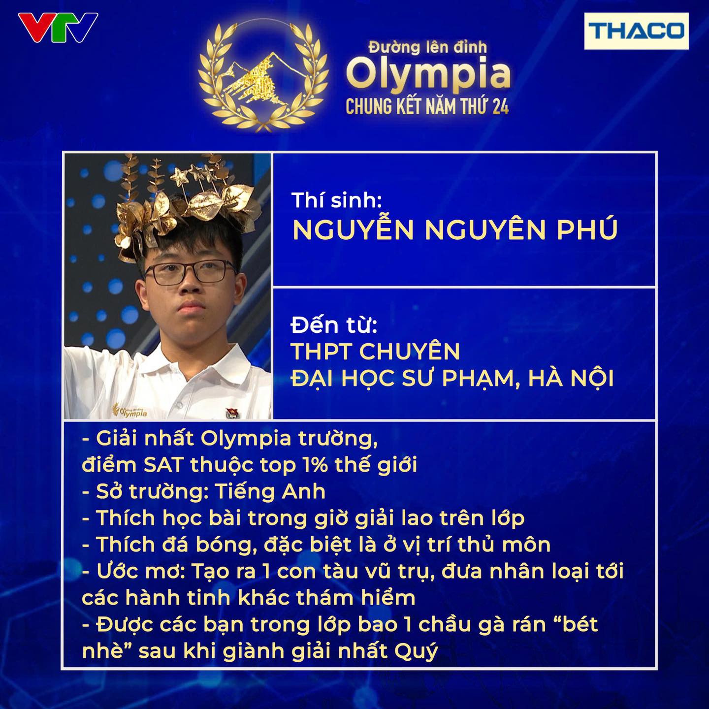 Chân dung 4 thí sinh lọt vào Chung kết năm Đường Lên Đỉnh Olympia 2024, có 2 người mang cầu truyền hình đầu tiên về cho tỉnh nhà- Ảnh 7.