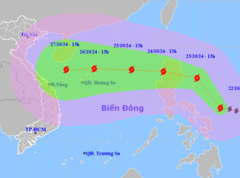 Bão Trami sẽ giật cấp 14, sóng biển cao 6-8 m, hướng vào Việt Nam- Ảnh 1.