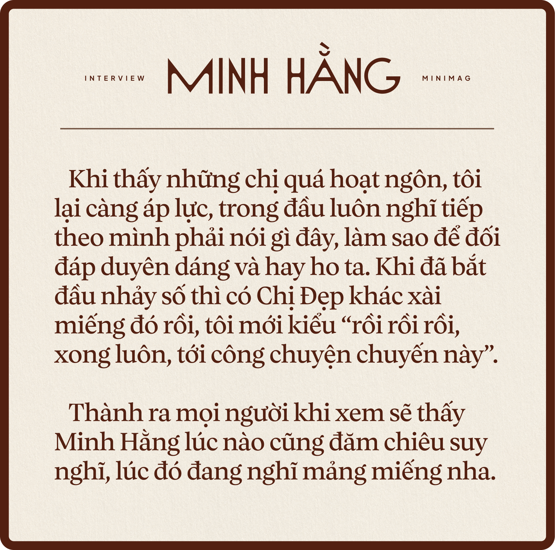 Minh Hằng: Xem tôi diễn ở Chị Đẹp, ông xã chỉ nói 