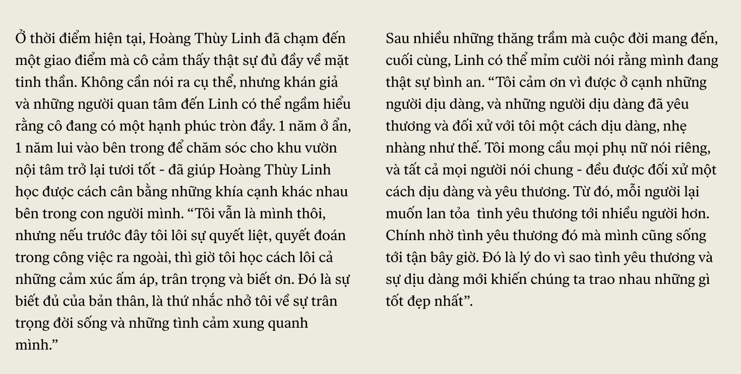 Hoàng Thùy Linh nói về hạnh phúc: “Có lẽ là trời thương tôi nhiều năm vất vả, nên đã cho tôi những niềm vui bất ngờ” - Ảnh 19.