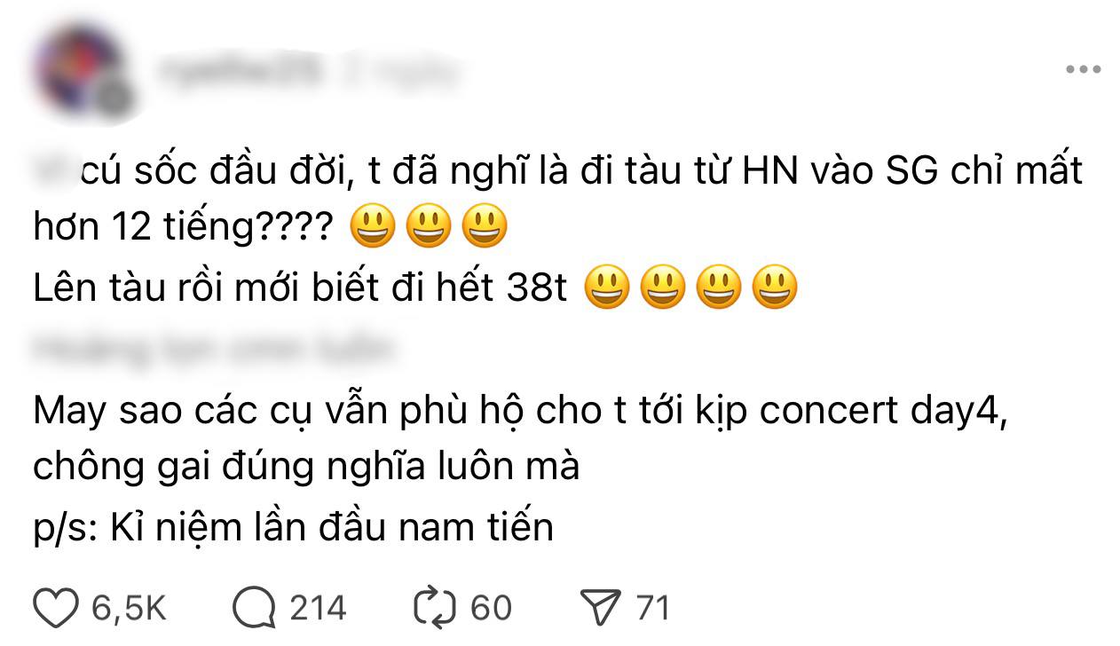 Vào Sài Gòn đu concert, “gai con” tá hỏa khi đi tàu mất 40 tiếng vì nhầm một chi tiết ai cũng dễ bỏ qua- Ảnh 2.