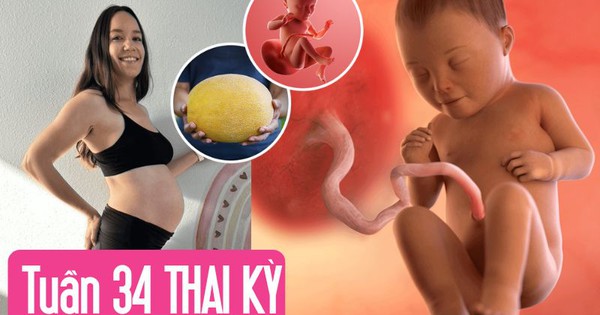 Tuần thai thứ 34: Mọi giác quan của bé đã hoàn thiện, mẹ thấy rõ áp lực lên sàn chậu