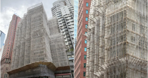 Cận cảnh giàn giáo làm bằng tre bên ngoài tòa chung cư hàng chục tầng: Vì sao đến giờ vẫn được sử dụng?