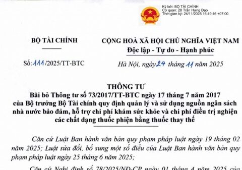 Bộ Tài chính ban hành thông tư mới bãi bỏ Thông tư số 73/2017/TT-BTC
