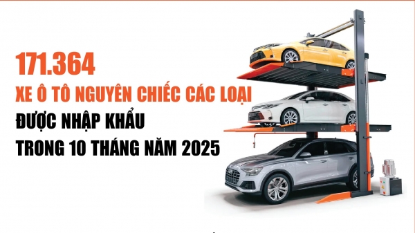 Infographics: 10 tháng năm 2025, nhập khẩu ô tô nguyên chiếc và linh kiện đạt 8,5 tỷ USD