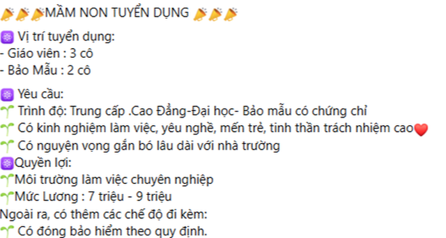 Xem tuyển dụng lương giáo viên mầm non và tạp vụ, phát hiện chi tiết Xem tuyển dụng lương giáo viên mầm non và tạp vụ, phát hiện chi tiết