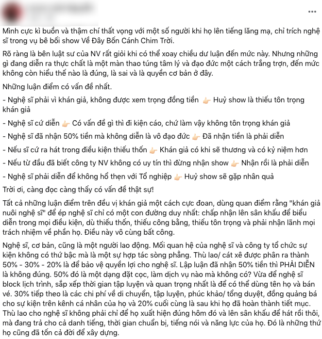 Đảo chiều tranh cãi vụ huỷ show Về Đây Bốn Cánh Chim Trời: Nghệ sĩ bị chỉ trích, nhiều người trong ngành lên tiếng bênh vực- Ảnh 10.