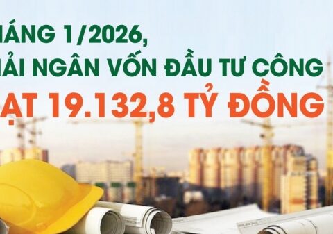 Infographics: Giải ngân vốn đầu tư công tháng 1/2026 đạt 19.132,8 tỷ đồng