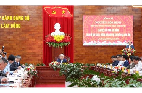 Phó Thủ tướng Thường trực Nguyễn Hòa Bình làm việc với tỉnh Lâm Đồng về việc tháo gỡ khó khăn, vướng mắc cho các dự án