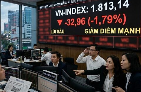 VN-Index lại rơi tự do gần 33 điểm