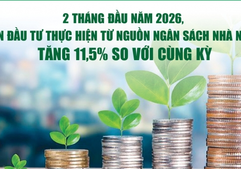 Infographics: 2 tháng, vốn đầu tư thực hiện từ nguồn ngân sách nhà nước tăng 11,5%