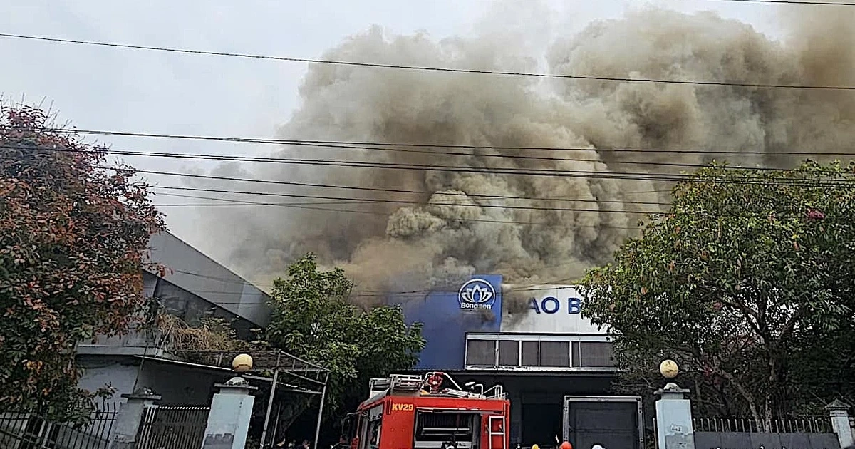 Hỏa hoạn tại Công ty bao bì Bông Sen, khói đen cuồn cuộn