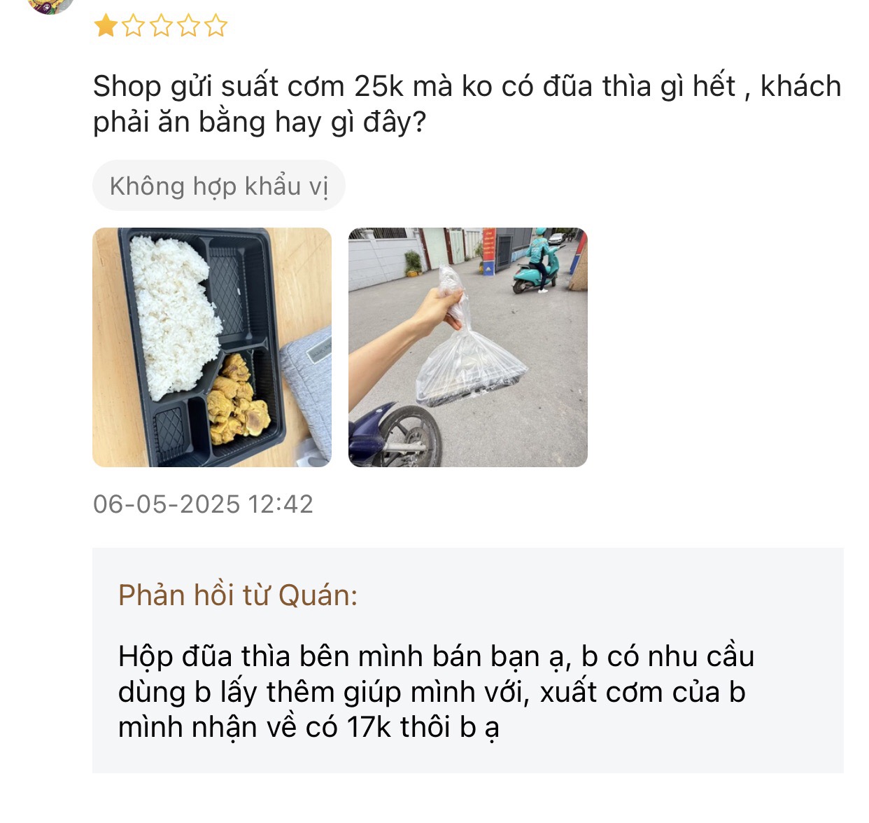 Tranh cãi suất cơm 60k nhận về vài miếng vụn, chủ quán đáp trả: 