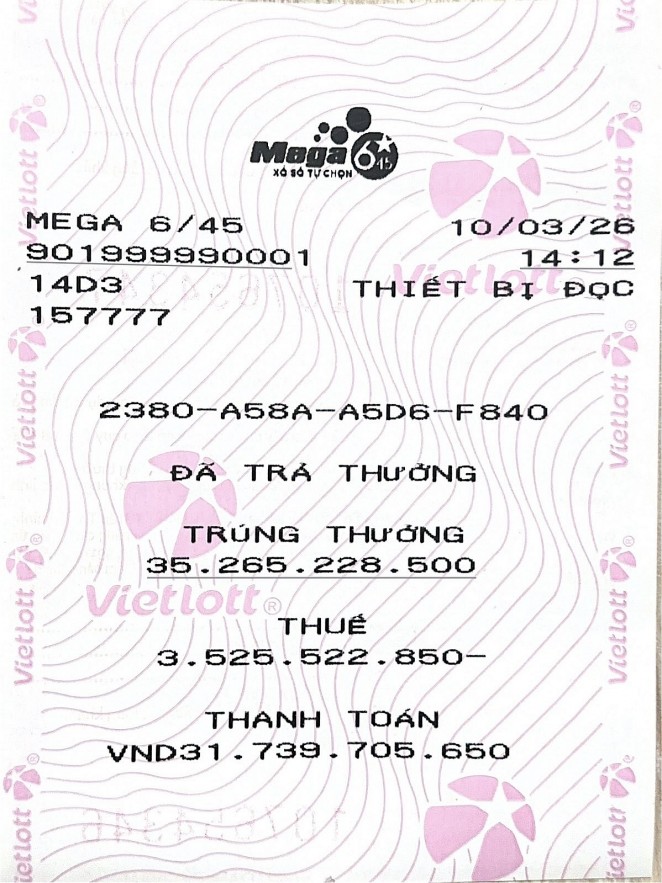 Chọn số theo ngày sinh cháu nội, người đàn ông tại TP. Hồ Chí Minh trúng jackpot hơn 35 tỷ đồng Chọn số theo ngày sinh cháu nội, người đàn ông tại TP. Hồ Chí Minh trúng Vietlott hơn 35 tỷ đồng