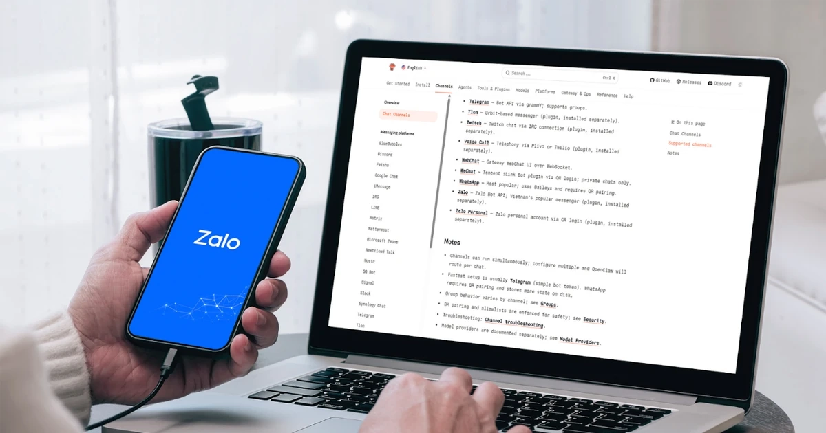 Zalo là nền tảng kết nối chính thức với OpenClaw