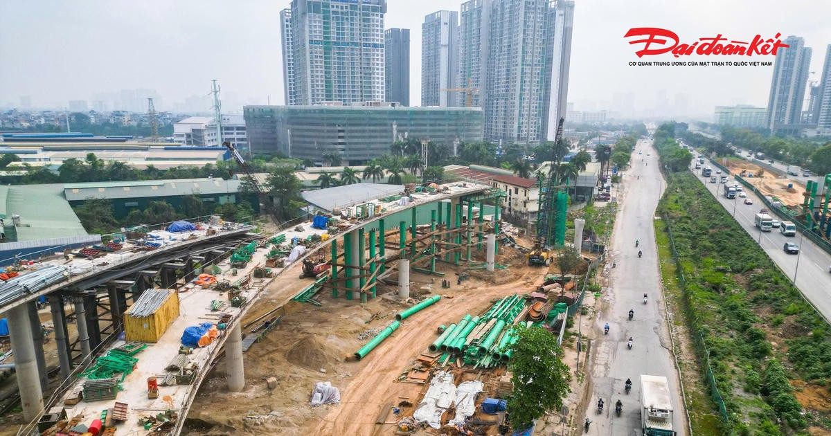 Nút giao 2.400 tỷ đồng trên Đại lộ Thăng Long dần hiện rõ hình hài