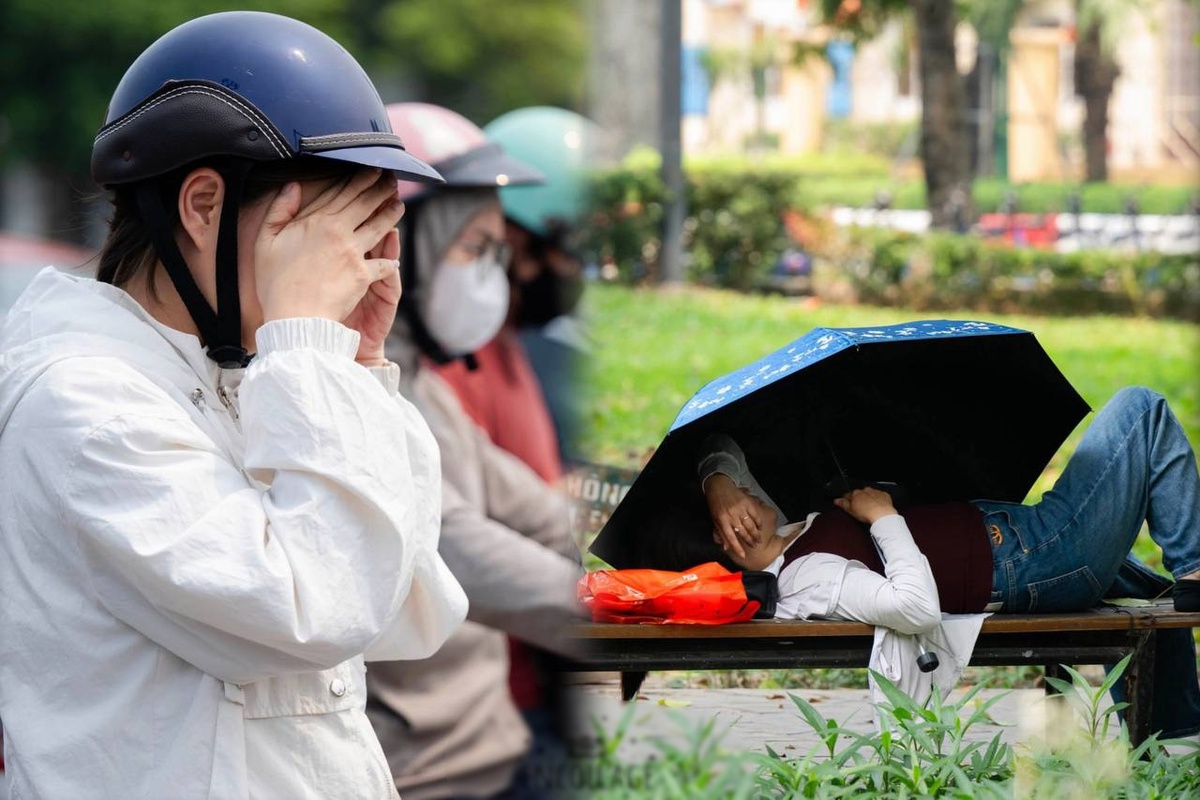 Giữa trưa 38 độ C ở Hà Nội: Công viên biến thành “phòng ngủ trưa” bất đắc dĩ của người lao động