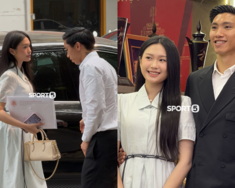 Văn Hậu lái Porsche đưa Doãn Hải My cùng đi gia hạn hợp đồng với CLB CAHN, nàng WAG qua “cam thường” vẫn xinh