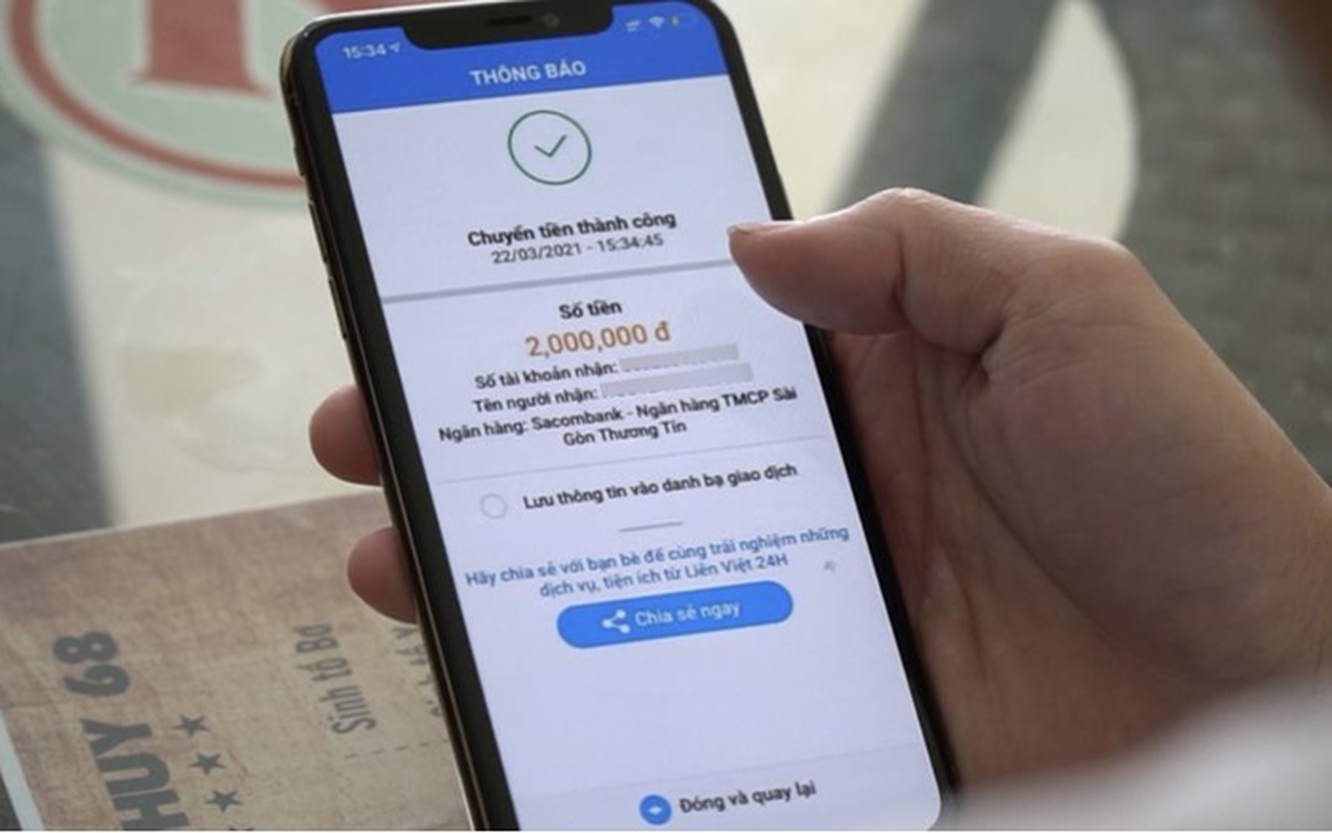 Chuyển khoản thành công 183 triệu đồng đến tài khoản 100256947 theo lời nhờ của “Dũng T20”, người đàn ông phải đến trình báo công an