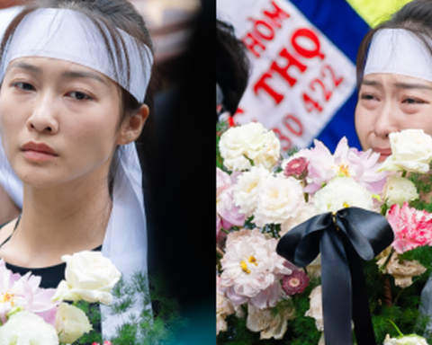 Khả Ngân gục đầu, bật khóc nức nở trong lễ tiễn đưa bà ngoại về nơi an nghỉ cuối cùng