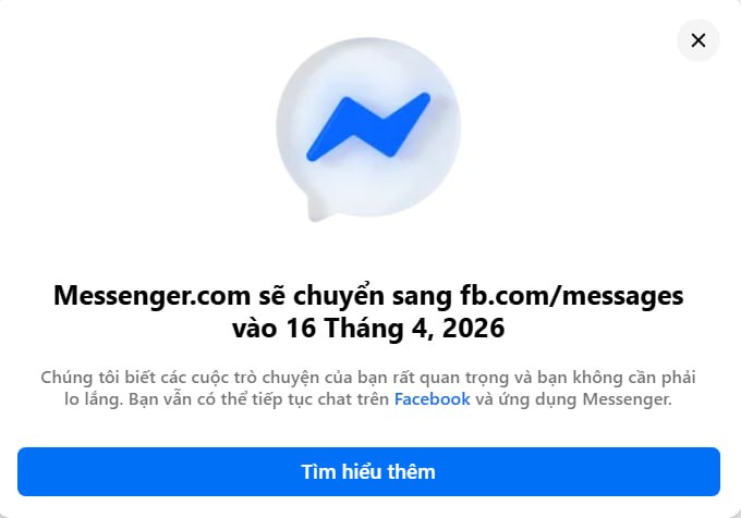 Facebook thông báo khai tử Messenger.com từ 16/4- Ảnh 1.