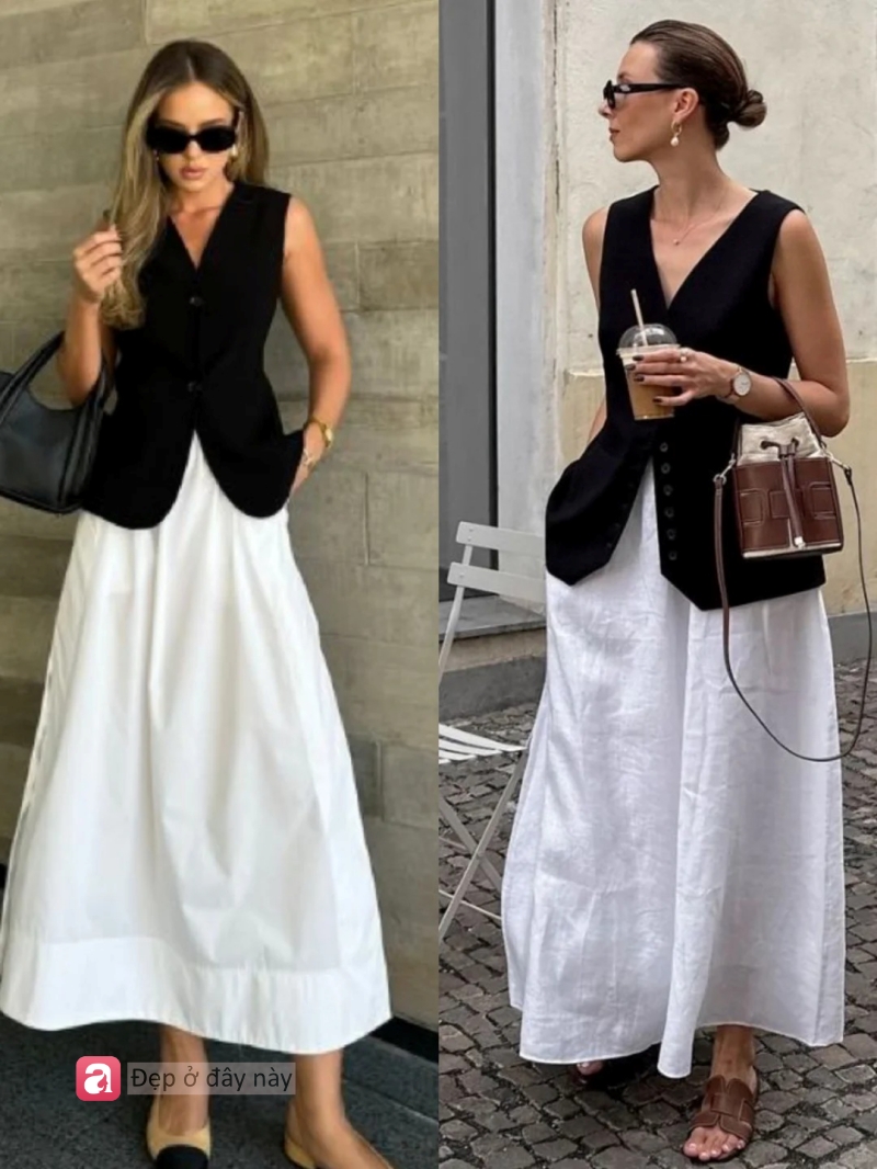 Không cần đồ đắt tiền vẫn toát lên khí chất “old money”: Chỉ cần áo gile đen + váy trắng là đủ - Ảnh 4.