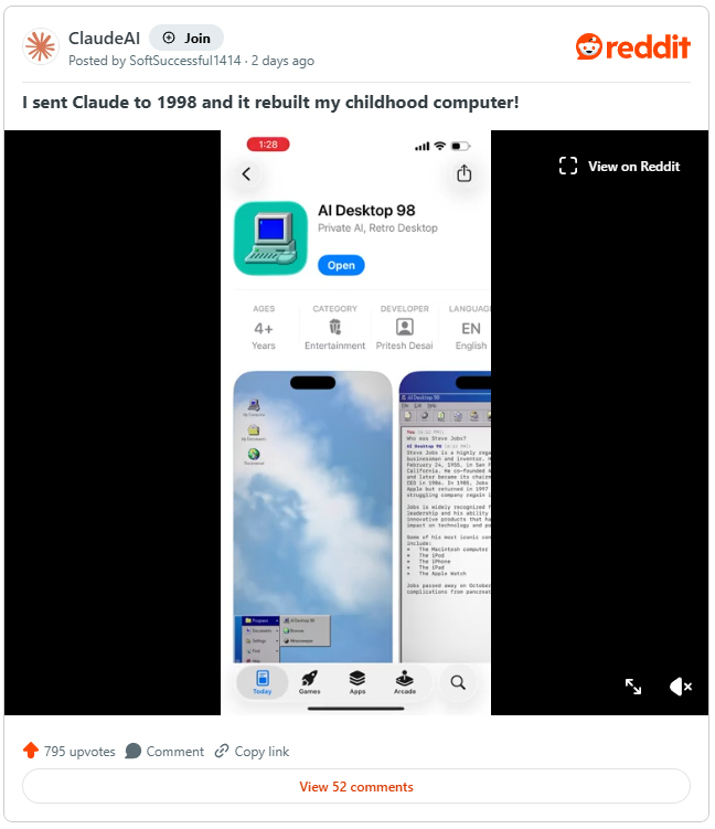Gửi AI về năm 1998, một lập trình viên tạo ra Windows 98 