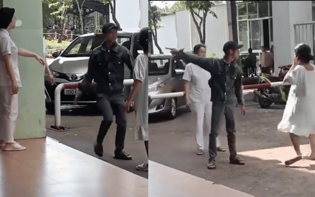 Clip gây phẫn nộ: Chồng chửi bới, vung tay tát thẳng vào mặt vợ bầu trong sảnh bệnh viện- Ảnh 1.