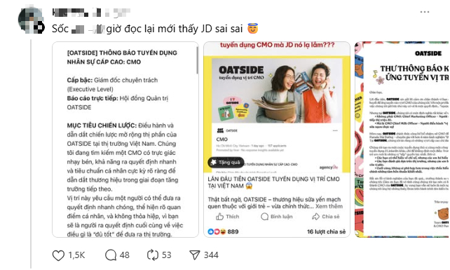 Hãng sữa Oatside Việt Nam bị chỉ trích khi đăng tuyển CMO hút 100 ứng viên, cuối cùng công bố 