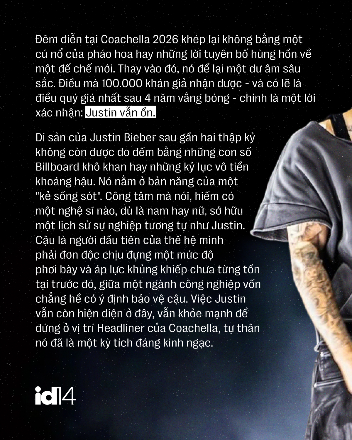 Justin Bieber tại Coachella 2026: Khi Hoàng tử nhạc Pop không còn nợ thế giới này bất cứ điều gì - Ảnh 10.