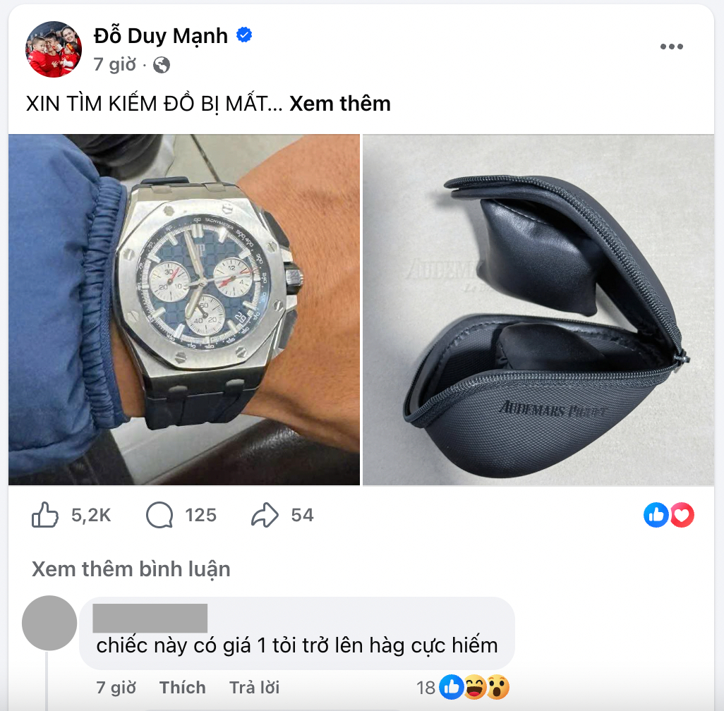 Duy Mạnh bị mất đồng hồ hiệu trị giá hơn 1 tỷ đồng - Ảnh 2.